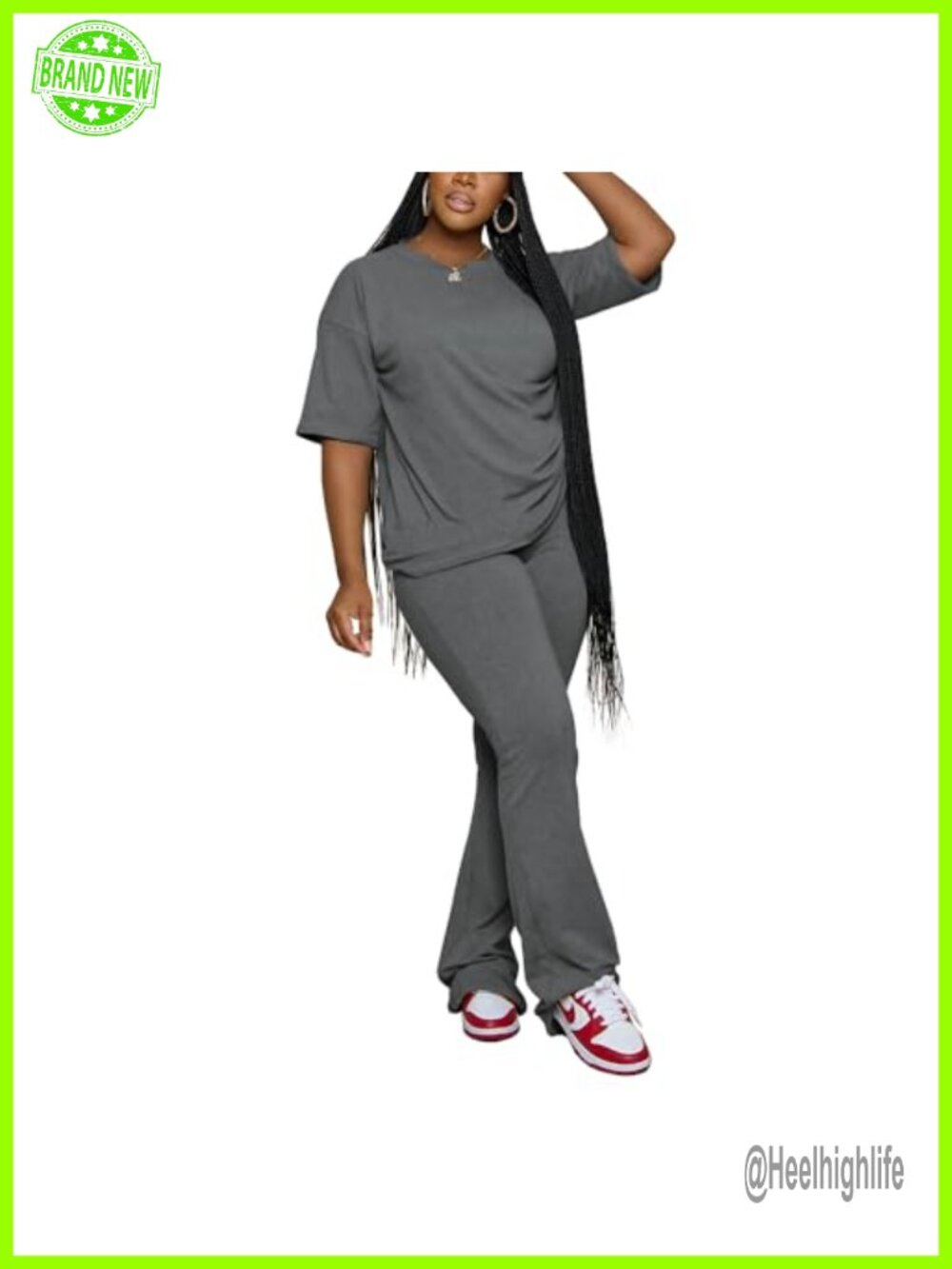 Women 2 Piece Short Sleeve Top Flare Pants Lounge Tracksuit Set